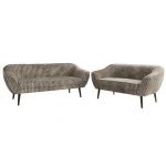 Zestaw PIRS 3+2 - jasnobrązowy, sztruks - nóżki,  czarny