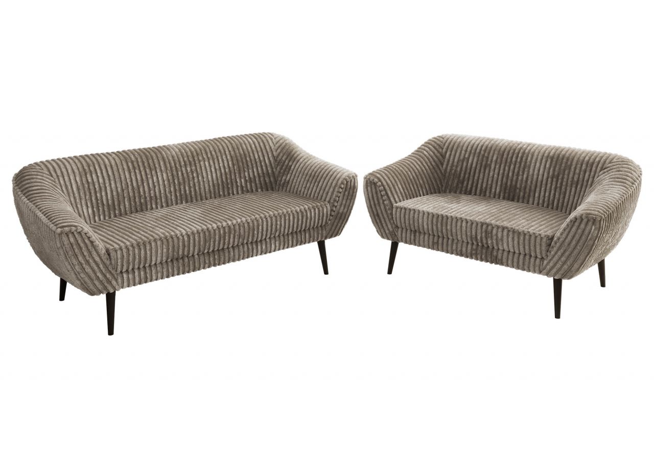 Zestaw PIRS 3+2 - jasnobrązowy, sztruks - nóżki,  czarny