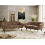 Zestaw PIRS 3+2 - brązowy, sztruks - nóżki,  czarny