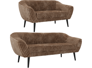 Zestaw PIRS 3+2 - brązowy, sztruks - nóżki,  czarny