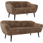 Zestaw PIRS 3+2 - brązowy, sztruks - nóżki,  czarny