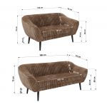 Zestaw PIRS 3+2 - brązowy, sztruks - nóżki,  czarny