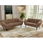 Zestaw PIRS 3+2 - brązowy, sztruks - nóżki,  czarny