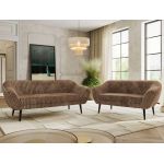 Zestaw PIRS 3+2 - brązowy, sztruks - nóżki,  czarny