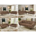 Zestaw PIRS 3+2 - brązowy, sztruks - nóżki,  czarny