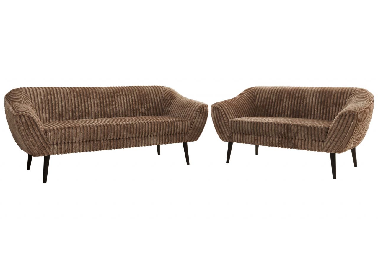 Zestaw PIRS 3+2 - brązowy, sztruks - nóżki,  czarny