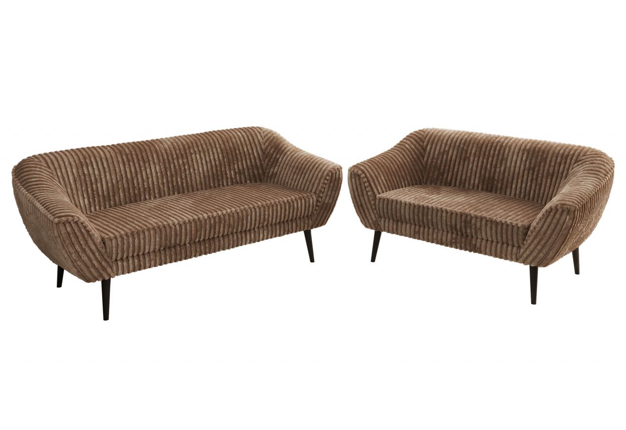 Zestaw PIRS 3+2 - brązowy, sztruks - nóżki,  czarny