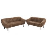 Zestaw PIRS 3+2 - brązowy, sztruks - nóżki,  czarny