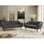 Zestaw PIRS 3+2 - szary, sztruks - nóżki,  czarny