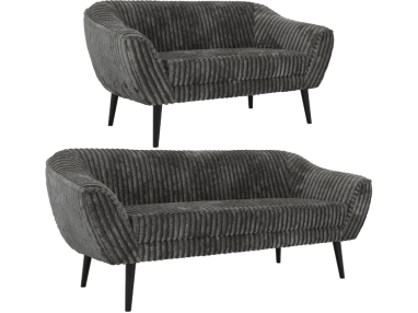 Zestaw PIRS 3+2 - szary, sztruks - nóżki,  czarny