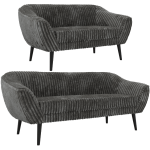 Zestaw PIRS 3+2 - szary, sztruks - nóżki,  czarny