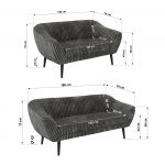 Zestaw PIRS 3+2 - szary, sztruks - nóżki,  czarny