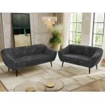 Zestaw PIRS 3+2 - szary, sztruks - nóżki,  czarny