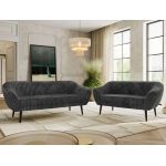 Zestaw PIRS 3+2 - szary, sztruks - nóżki,  czarny