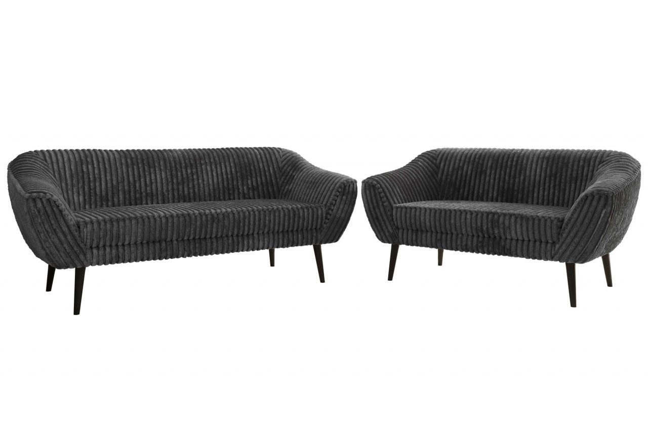 Zestaw PIRS 3+2 - szary, sztruks - nóżki,  czarny