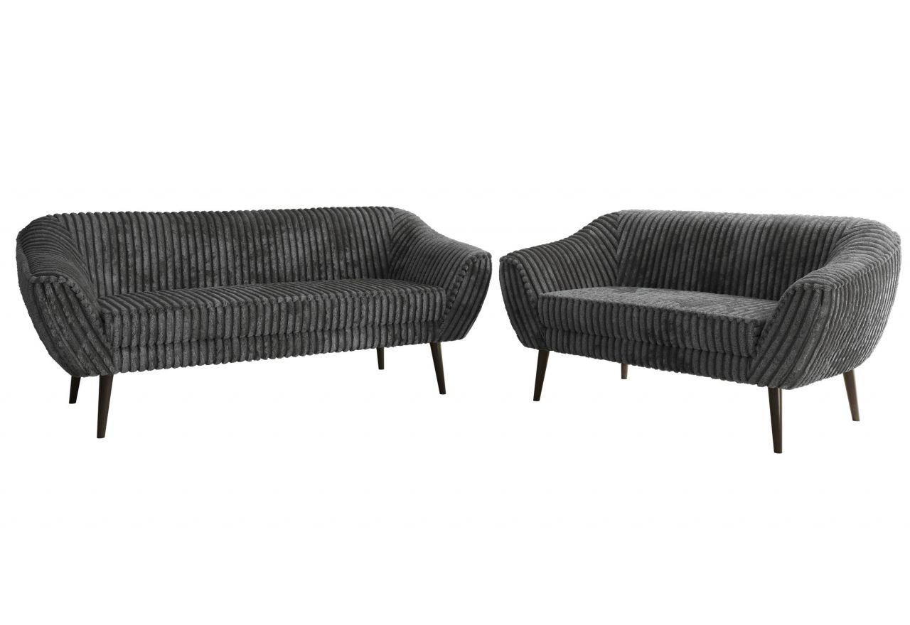 Zestaw PIRS 3+2 - szary, sztruks - nóżki,  czarny