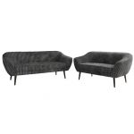 Zestaw PIRS 3+2 - szary, sztruks - nóżki,  czarny