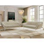 Zestaw PIRS 3+3 - kremowy, welwet - nóżki,  biały