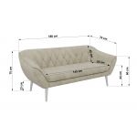 Zestaw PIRS 3+3 - kremowy, welwet - nóżki,  biały