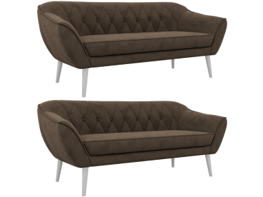 Zestaw PIRS 3+3 - brązowy, welwet - nóżki,  biały