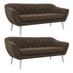 Zestaw PIRS 3+3 - brązowy, welwet - nóżki,  biały