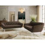 Zestaw PIRS 3+3 - brązowy, welwet - nóżki,  biały