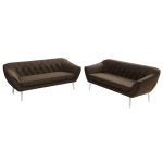 Zestaw PIRS 3+3 - brązowy, welwet - nóżki,  biały