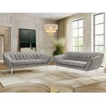 Zestaw PIRS 3+3 - jasnoszary, welwet - nóżki,  biały