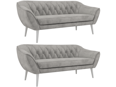 Zestaw PIRS 3+3 - jasnoszary, welwet - nóżki,  biały