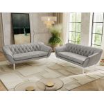 Zestaw PIRS 3+3 - jasnoszary, welwet - nóżki,  biały