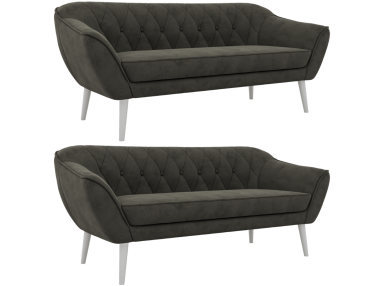 Zestaw PIRS 3+3 - ciemnoszary, welwet - nóżki,  biały