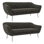 Zestaw PIRS 3+3 - ciemnoszary, welwet - nóżki,  biały