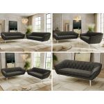 Zestaw PIRS 3+3 - ciemnoszary, welwet - nóżki,  biały