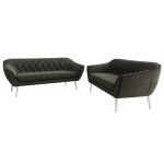 Zestaw PIRS 3+3 - ciemnoszary, welwet - nóżki,  biały