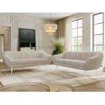 Zestaw PIRS 3+3 - beżowy, sztruks - nóżki,  biały