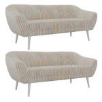 Zestaw PIRS 3+3 - beżowy, sztruks - nóżki,  biały