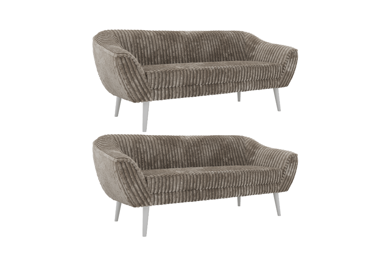 Zestaw PIRS 3+3 - jasnobrązowy, sztruks - nóżki,  biały