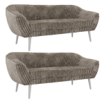 Zestaw PIRS 3+3 - jasnobrązowy, sztruks - nóżki,  biały