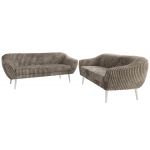 Zestaw PIRS 3+3 - jasnobrązowy, sztruks - nóżki,  biały