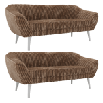 Zestaw PIRS 3+3 - brązowy, sztruks - nóżki,  biały