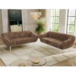 Zestaw PIRS 3+3 - brązowy, sztruks - nóżki,  biały