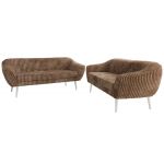 Zestaw PIRS 3+3 - brązowy, sztruks - nóżki,  biały