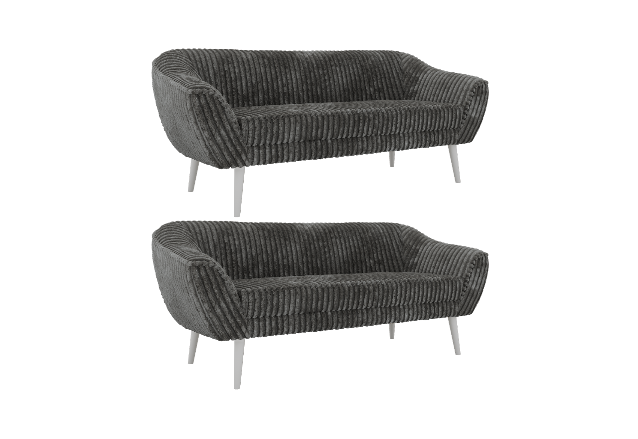 Zestaw PIRS 3+3 - szary, sztruks - nóżki,  biały