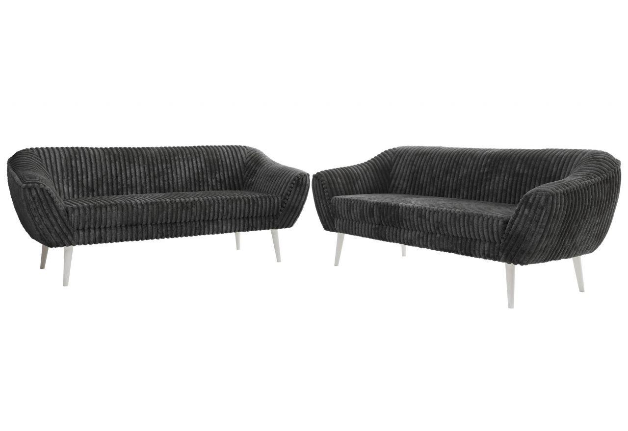 Zestaw PIRS 3+3 - szary, sztruks - nóżki,  biały