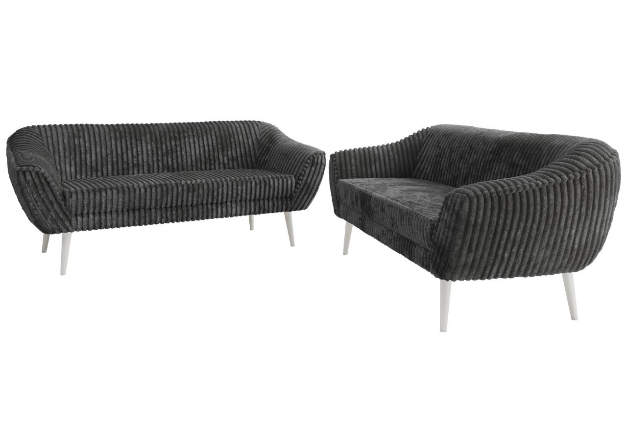 Zestaw PIRS 3+3 - szary, sztruks - nóżki,  biały