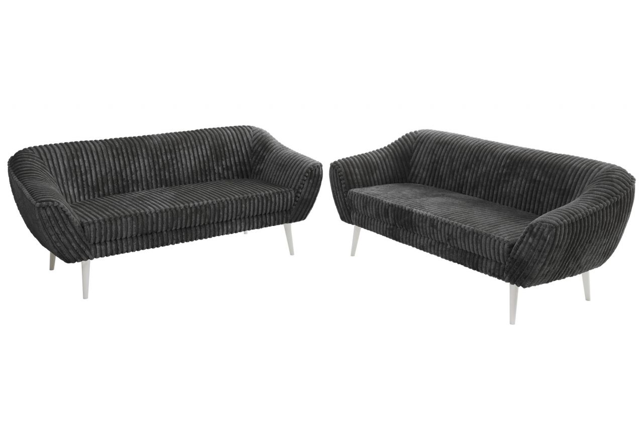 Zestaw PIRS 3+3 - szary, sztruks - nóżki,  biały