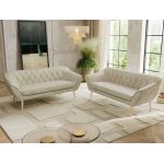 Zestaw PIRS 3+3 - kremowy, welwet - nóżki,  buk