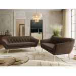 Zestaw PIRS 3+3 - brązowy, welwet - nóżki,  buk