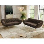 Zestaw PIRS 3+3 - brązowy, welwet - nóżki,  buk