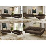 Zestaw PIRS 3+3 - brązowy, welwet - nóżki,  buk